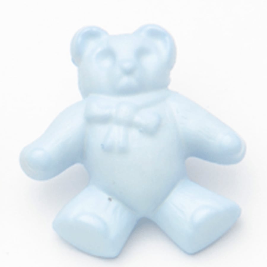 10 baby blue teddy Bear buttons 25mm