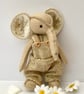 Elephant, hand sewn and dressed embroidered elephant, collectable artist bear