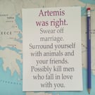 Artemis Greek Mythology Feminist Print Anti-Valentine. Friendship, Asexuality