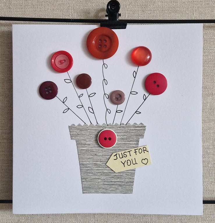 Just for You handmade card Say it with Flowers buttons
