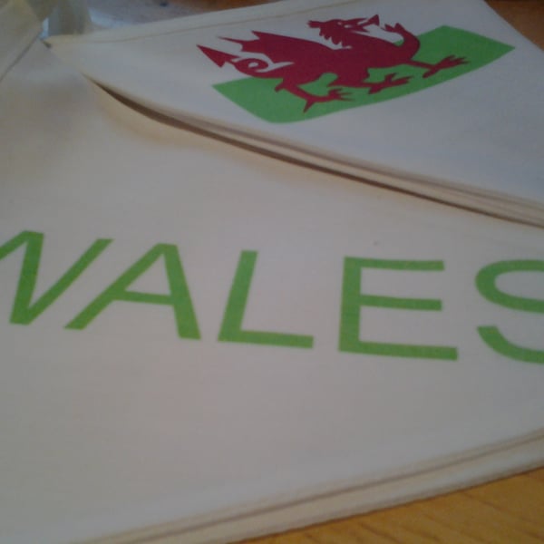 SALE Wales Welsh Dragon Bunting, Football, Rugby, Man Cave