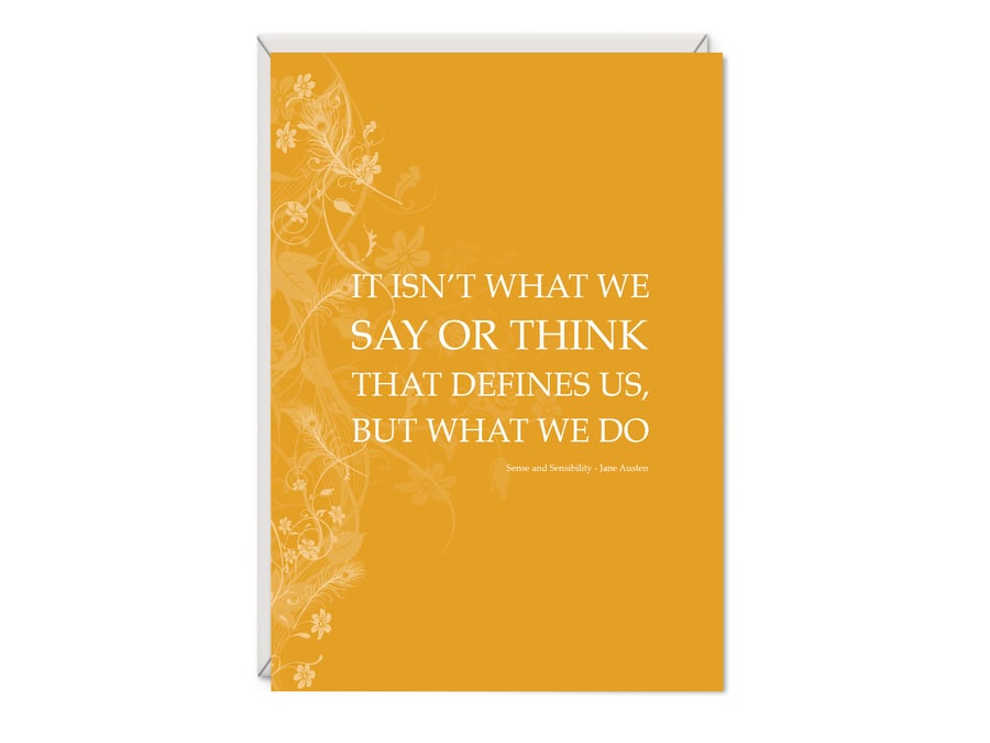 Sense and Sensibility Greetings Card Literary Gift - Jane Austen Word Art Card