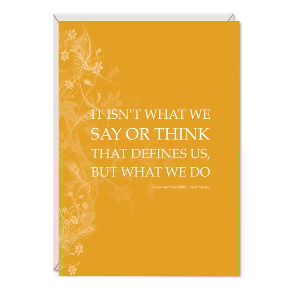 Sense and Sensibility Greetings Card Literary Gift - Jane Austen Word Art Card