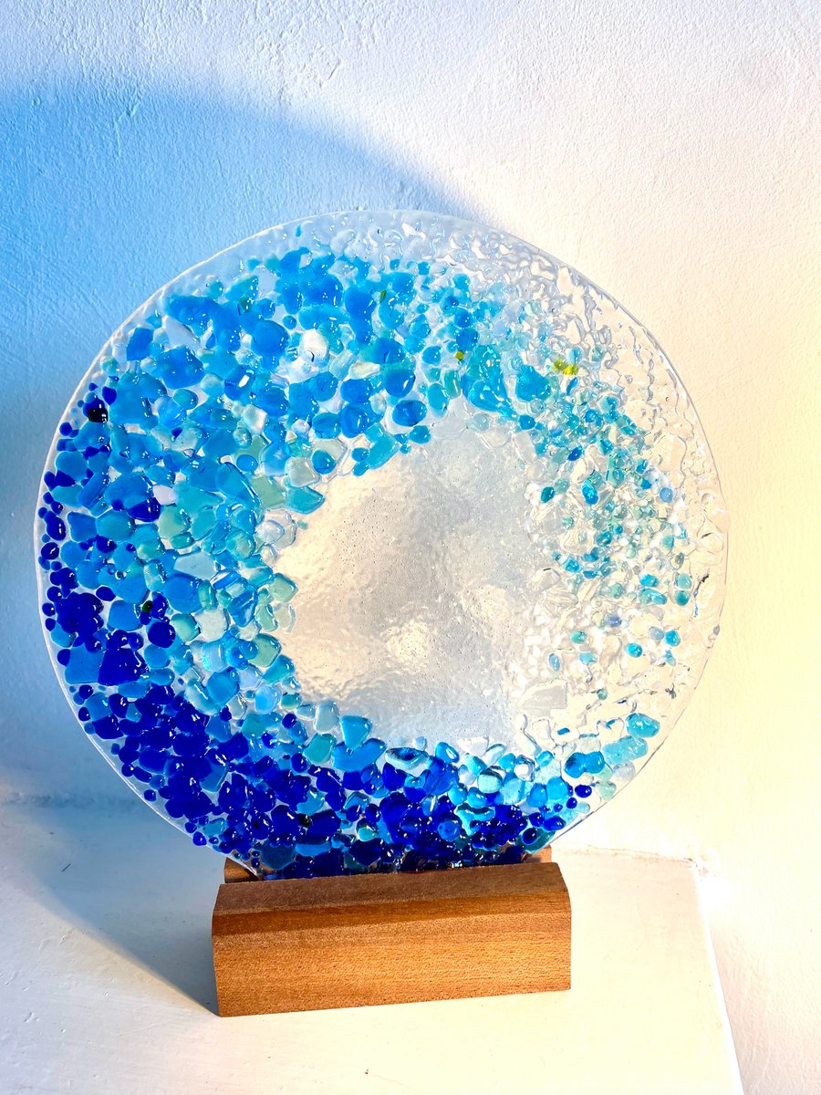 fused glass wave ornament sculpture sea ocean 