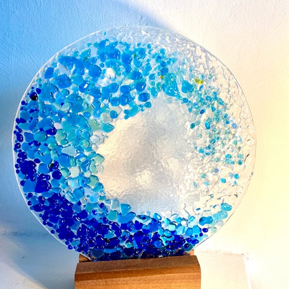 fused glass wave ornament sculpture sea ocean 