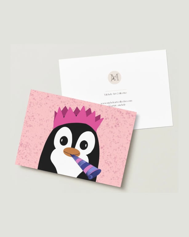 Pick Up A Penguin Greeting Cards - Choose Your Design - Personalised Option