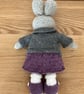 Hand Knitted Rabbit in Purple Textured Dress - Image 4