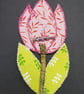 Tulip silk brooch: ivory and pinks - Image 3