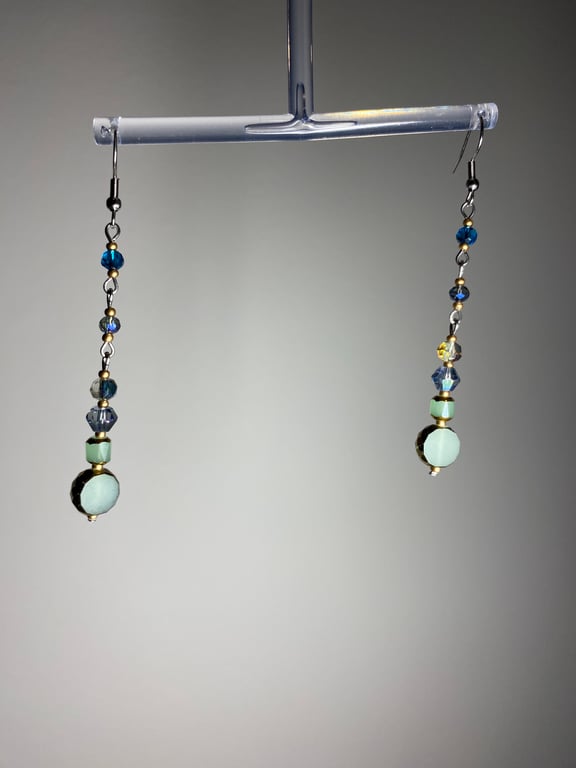 Larisa - Elegant Blue & Light Green Earrings 