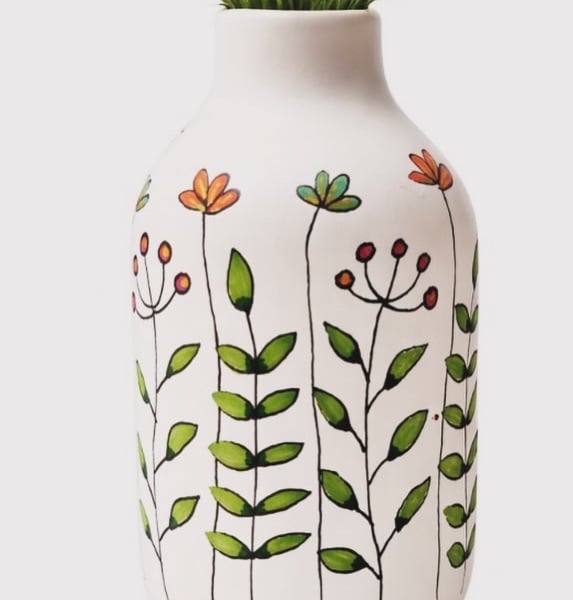 Hand drawn doodle flower vase