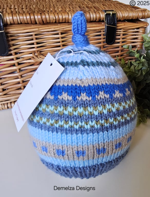 Designer Toddlers Knotted Hand Knitted Fairisle Hat 1 - 2 Years Size