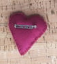 Heart, Dark Rose Pink with White Heart inset & Dark Rose Pink felt Flower Brooch - Image 2