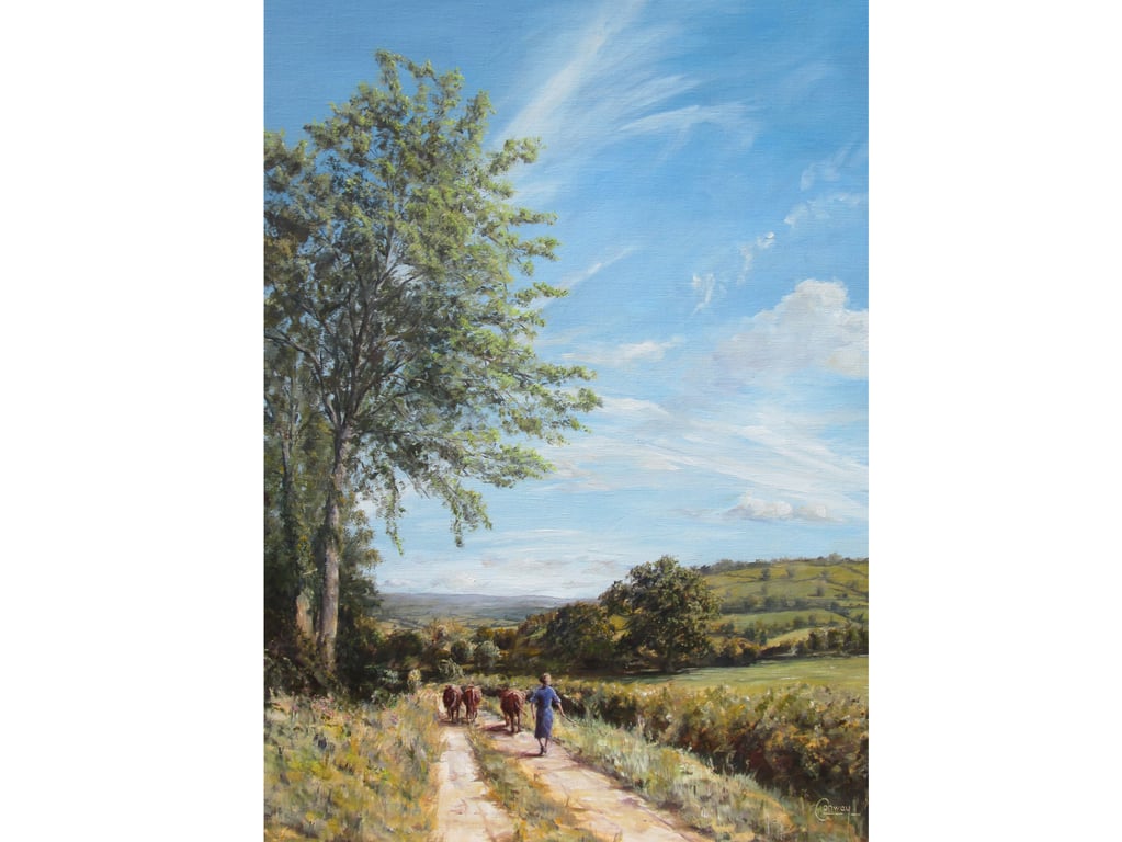 Welsh Landscape Greetings Card- Cows on the Lane- Mother's Day Countryside Card