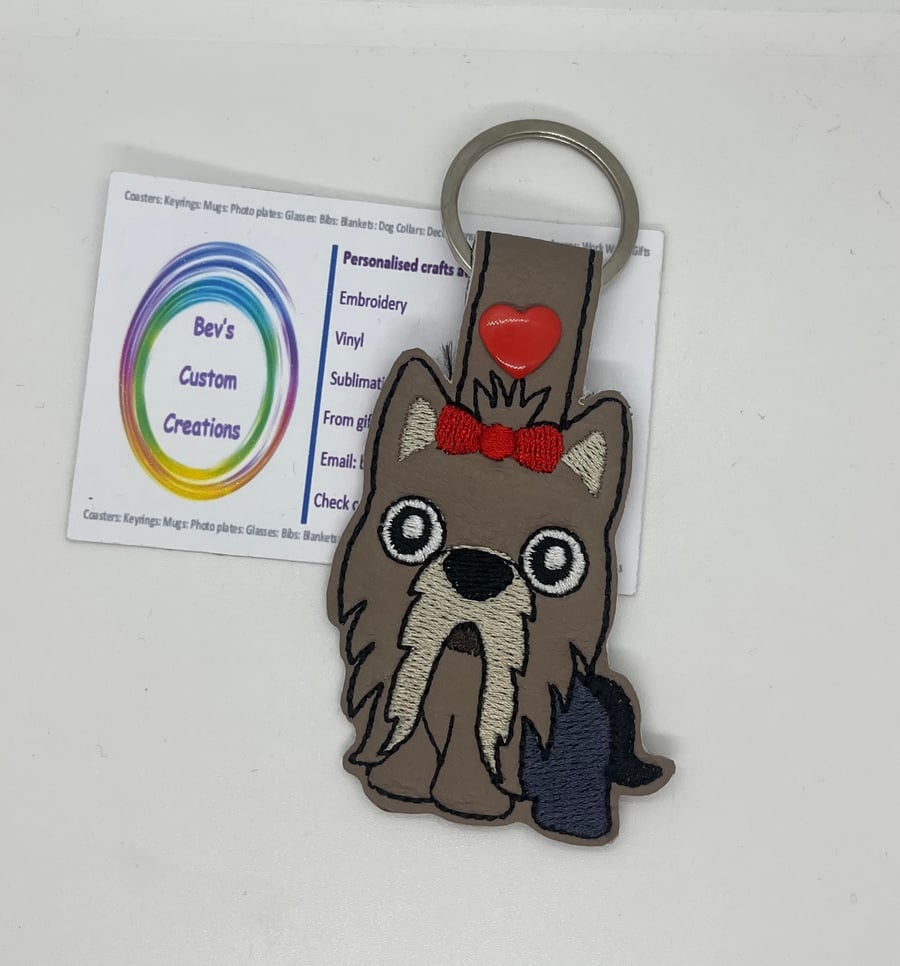 Embroidered Yorkshire Terrier Keyring