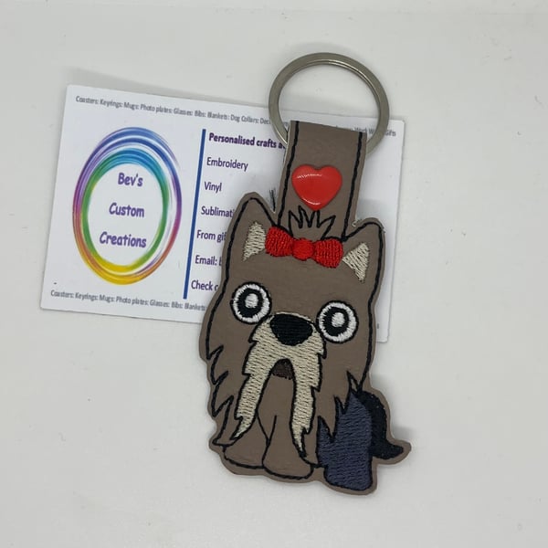 Embroidered Yorkshire Terrier Keyring