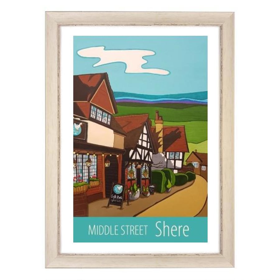 Shere, Middle Street travel poster print by Susie West