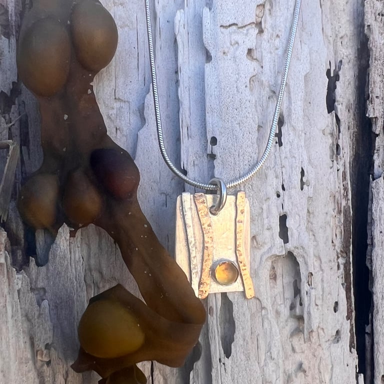 Silver and Gold Shoreline Necklace with Citrine
