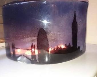 Fused Glass London Night scene Arch