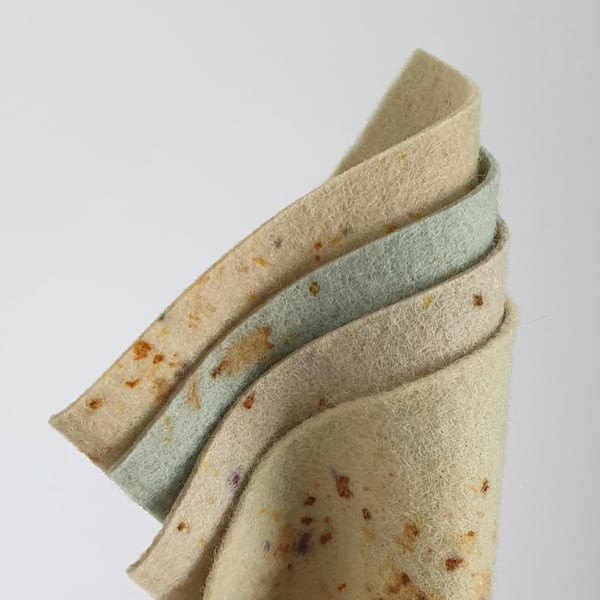 Naturally Dyed Wool Felt Sheets - Pack of 4 Medium Greens