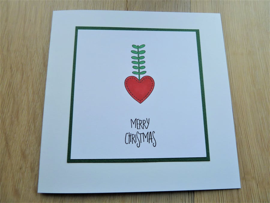 merry christmas card, scandi heart 
