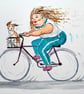 Bicycle, Doggy and me, original watercolour painting - Image 2