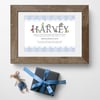 Personalised Meaning of Name Alphabet Print, christening gift for new baby