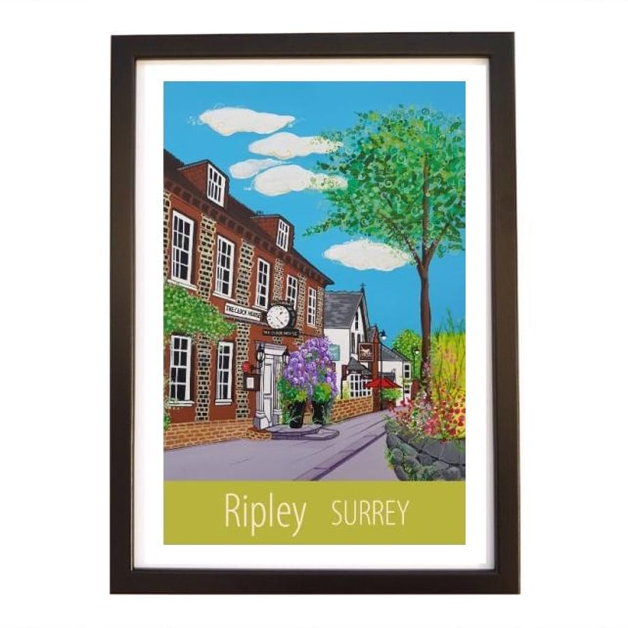Ripley Surrey travel poster print by Susie West