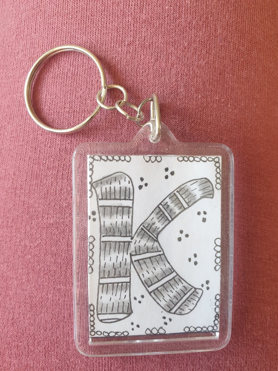 Hand drawn initial "k" keyring.