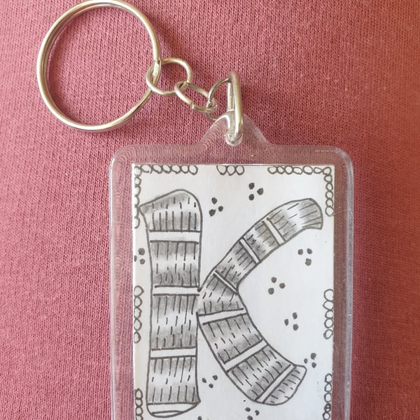 Hand drawn initial "k" keyring.