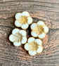 Four large Czech glass, white table cut flower beads, 20mm - Image 2