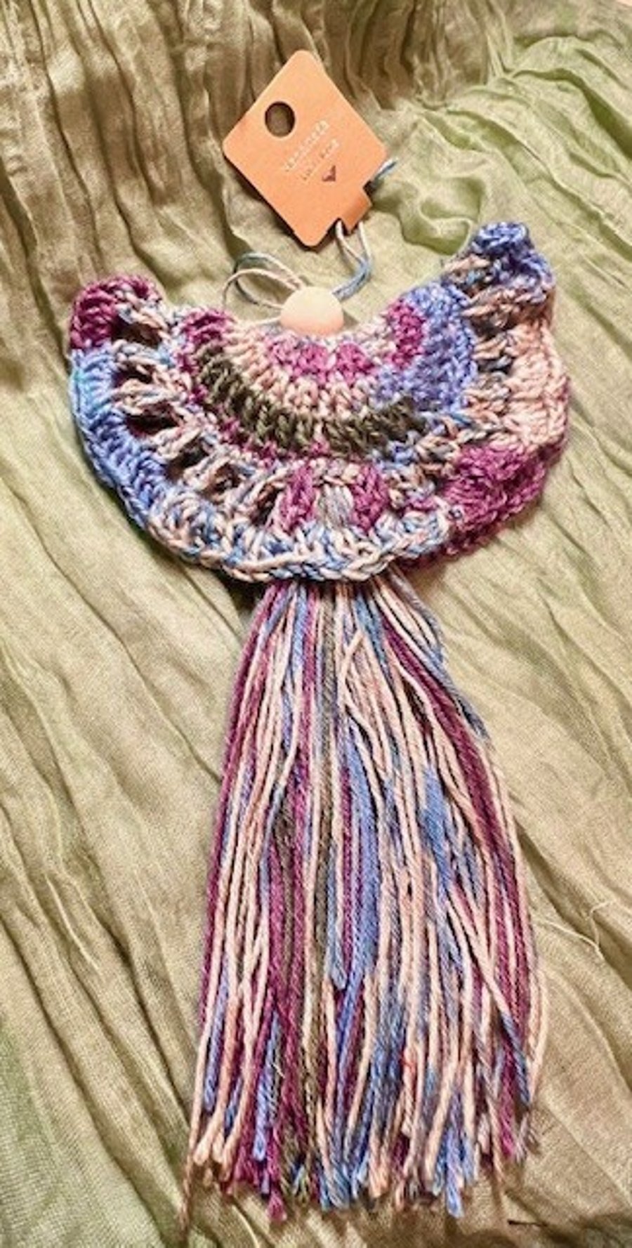 Large Crochet Boho Angel – Reclaimed Yarn Hanging Decoration for Heartfelt Homes