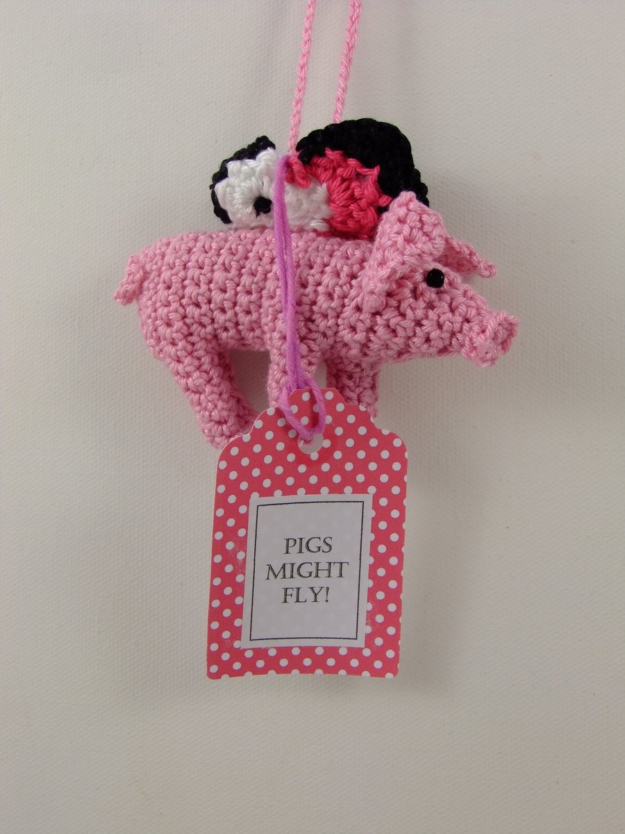 Crochet Flying Pig Hanger