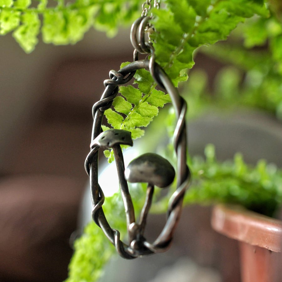 Recycled Silver Mushroom Necklace