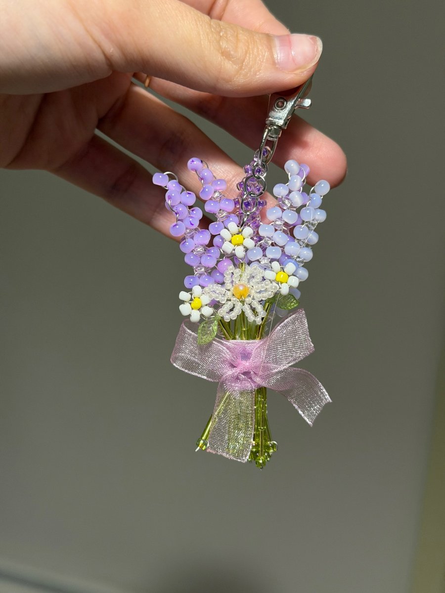 Handmade beaded flower bouquet keychain