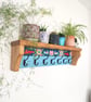 Handcrafted Folk-Style Solid Pine Coat Rack with Shelf & 7 Double Hooks