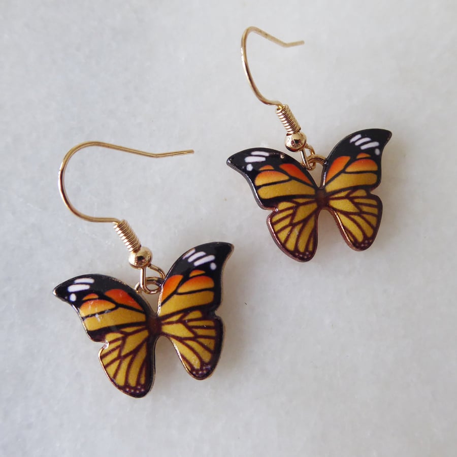 Golden Yellow Butterfly Earrings with KC Gold Ear Wires