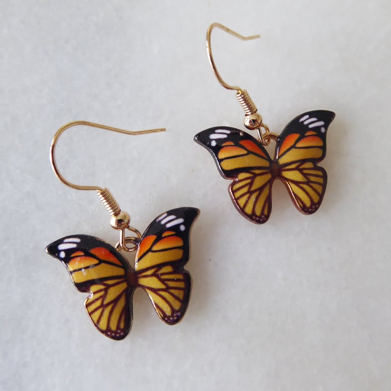Golden Yellow Butterfly Earrings with KC Gold Ear Wires