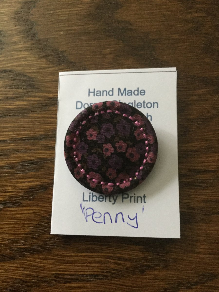 Liberty Print Dorset Singleton Button Brooch, ‘Penny’, Pink