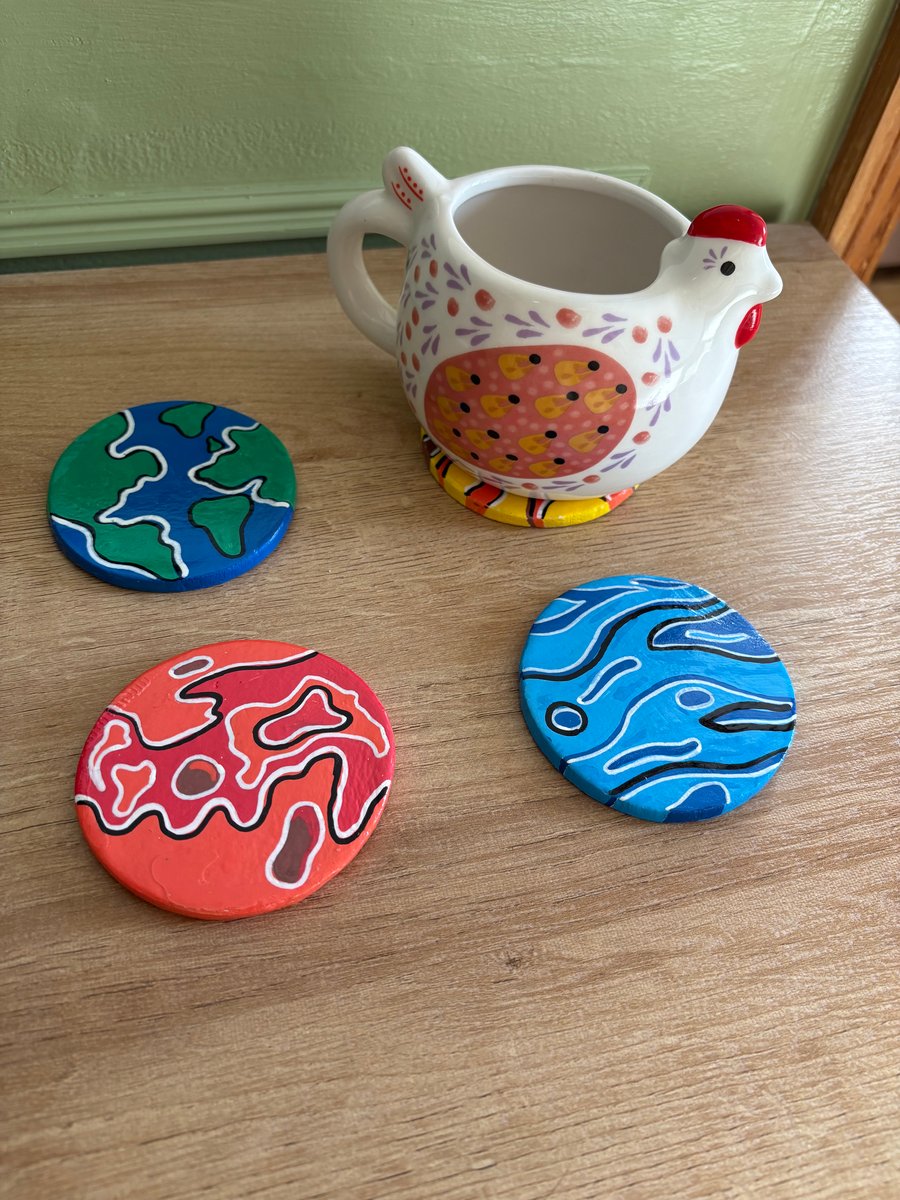 Coasters with planet design (set of 4)