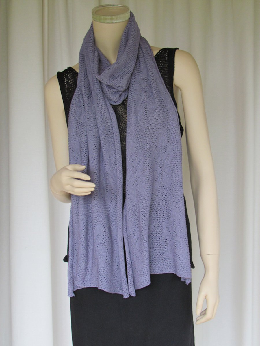 Flowers in Silk Lace Knitted Scarf, Stole, Wrap