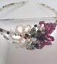 Purple Black and Cream Beaded Floral Tiara, Prom Headband, Flower Tiara - Image 5