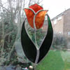 Stained Glass Tulip Suncatcher - Orange