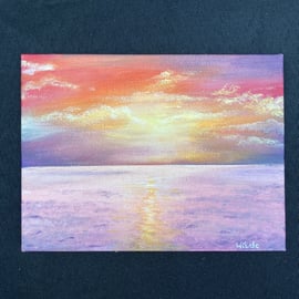 Original sea painting mini canvas 7x5”