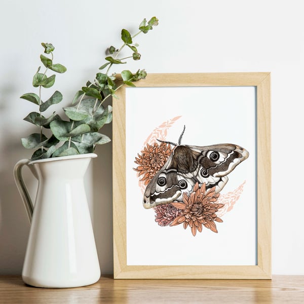 Empress: Mystical Moon ad Moth A4 Art Print