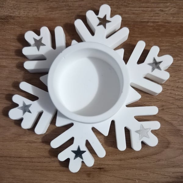 White Snowflake Tealight Holder