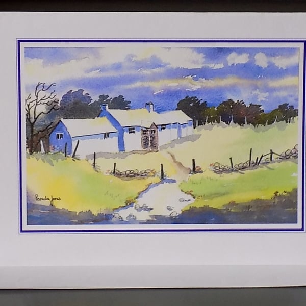 Art Greetings Card, Pembrokeshire Cottage, Wales, A5, Blank Inside