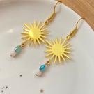 Sun Drop Gold Dangle Earrings 