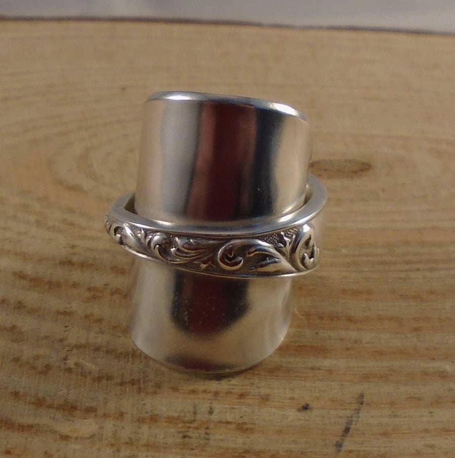 Upcycled Silver Plated Swirl Wrap Spoon Ring SPR092002