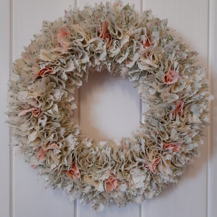 Fabric Wreath - Shabby Chic Wreath - Rag Wreath