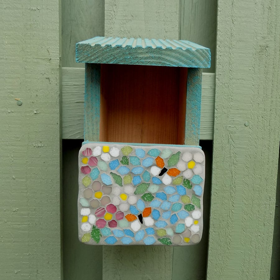 Butterfly and Blossom Mosaic Bird Nest Box 